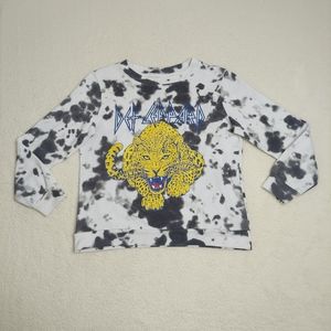 Def Leppard Tie Dye Leopard Graphic Sweatshirt Size XS Band Crewneck Pullover